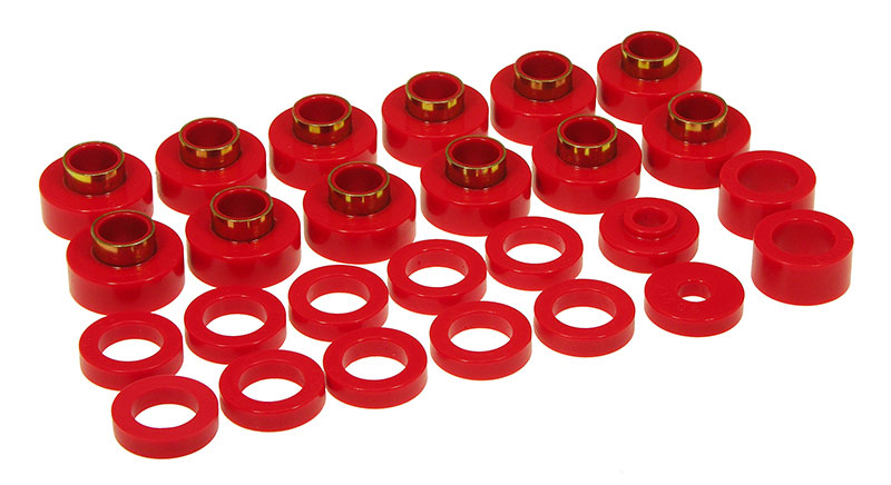 Prothane 1-101 Red Body Mount Bushing Kit - 14-Piece Set For Jeep CJ5, CJ7, CJ8, YJ & TJ Models